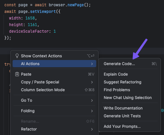 Right-click example