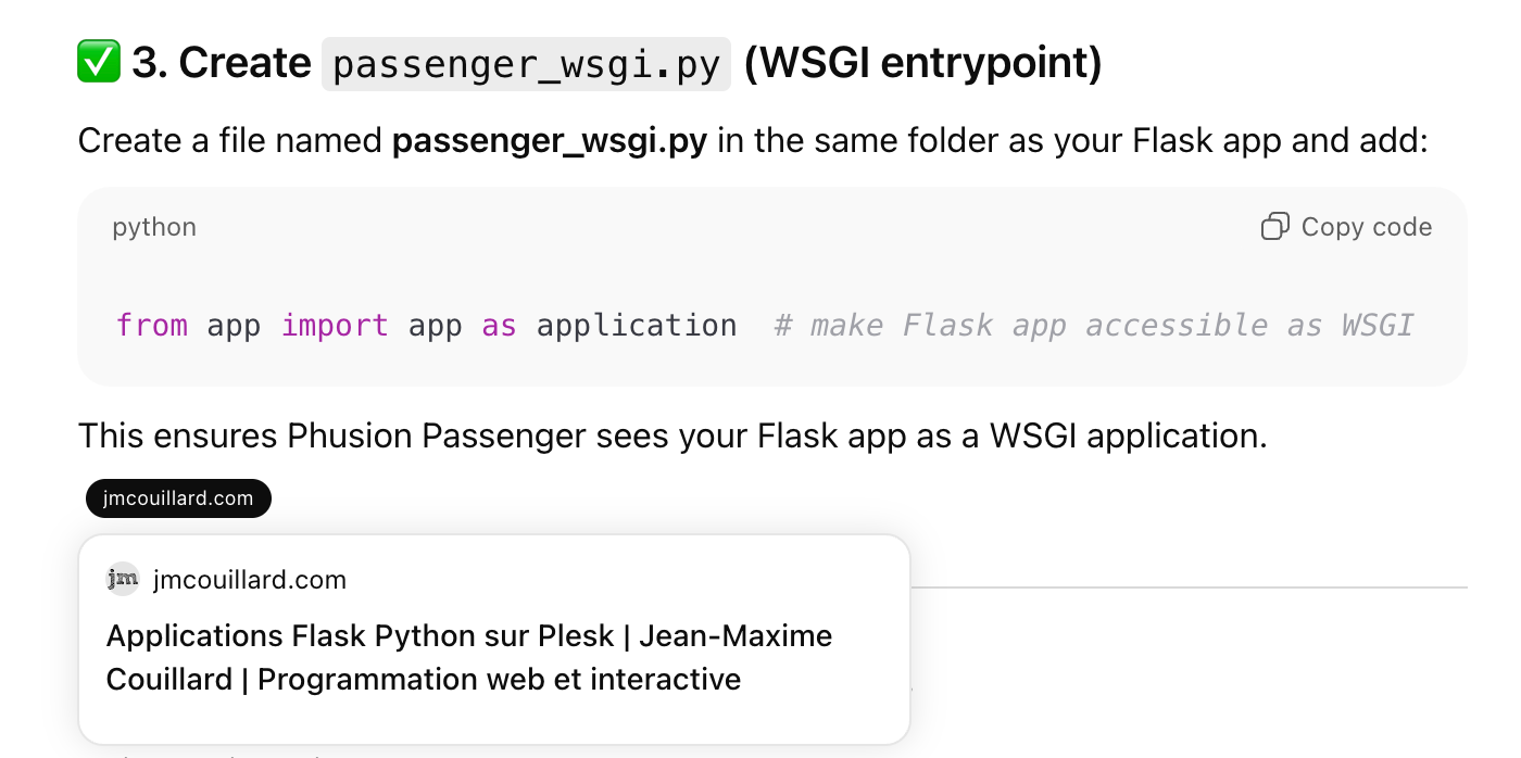 Exemple de résultat sur ChatGPT